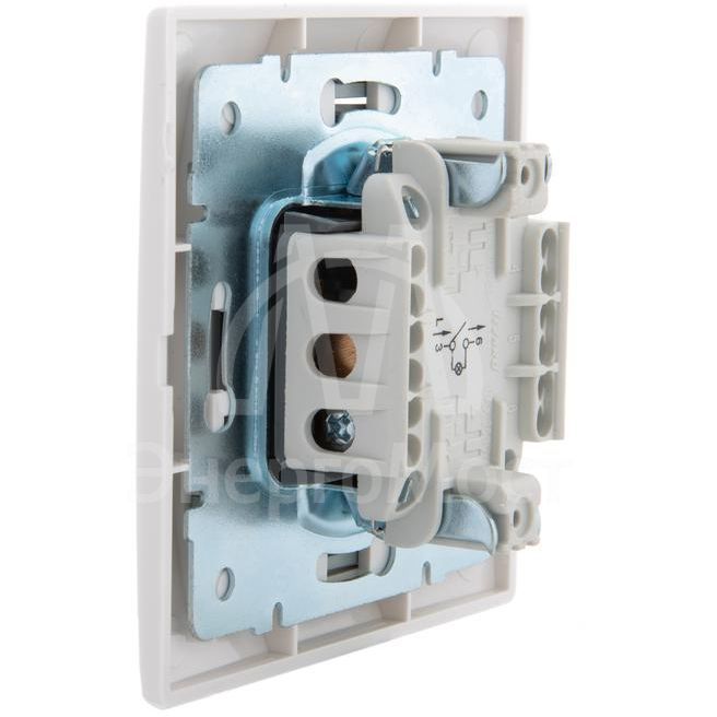 Выключатель 1-кл. СП Мира 10А IP20 с подсветкой с сер. вставкой бел. LEZARD 701-0215-111