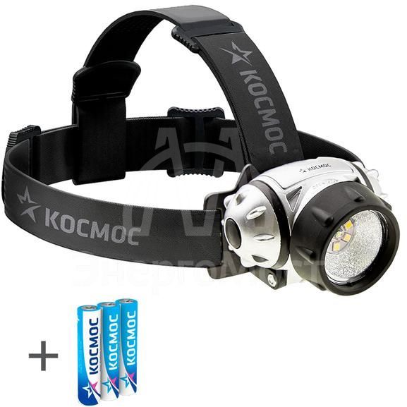 Фонарь H19LED 1W ХРЕ LED + 6 SMD LED 3хAAA (R03) налобный Космос KOC-H19-LED