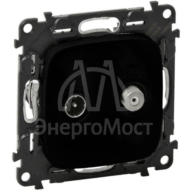 Розетка телевизионная TV/SAT Valena Allure двухкабельная с лицев. панелью механизм антрацит Leg 753968