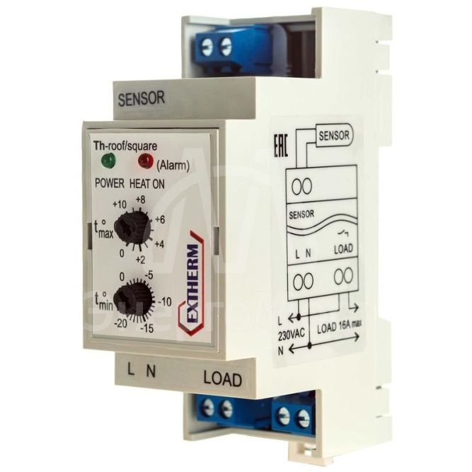 Термостат мех. для систем антиобледенения 16А на DIN-рейку EXTHERM Th-roof