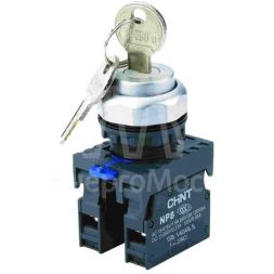 Переключатель с ключом NP8-20Y/31 3 полож. с фиксацией 2НО IP65 (R) CHINT 667185