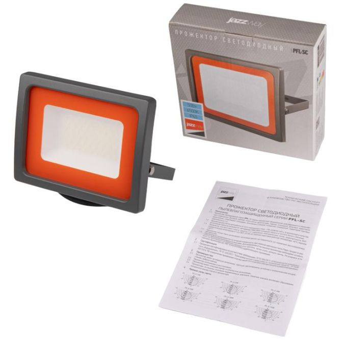 Прожектор светодиодный PFL-SC-SMD-50Вт 50Вт IP65 6500К мат. стекло JazzWay 5001435