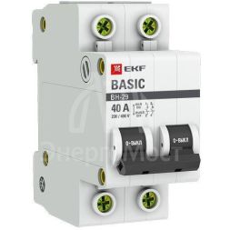 Выключатель нагрузки 2п 40А ВН-29 Basic EKF SL29-2-40-bas