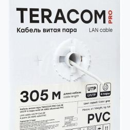 Кабель витая пара U/UTP кат.5E 4 пары 24 AWG solid PVC сер. TERACOM PRO PRO EKF TRP-5EUTP-04PVC-GY-IN3