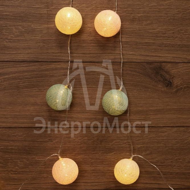 Гирлянда &amp;quot;Фонарики тайские &amp;quot;Перламутр&amp;quot; 3.5м 20LED тепл. бел. провод прозр. 2хAA (батарейки не в комплекте) Neon-Night 303-078