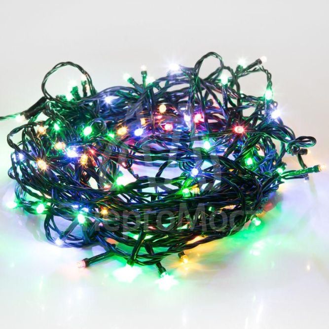 Гирлянда &amp;quot;ТВИНКЛ ЛАЙТ LED&amp;quot; (с контроллером 8 режимов) 6м 40LED 4Вт 220В IP20 мульти. провод темн.-зел. ПВХ NEON-NIGHT 303-029