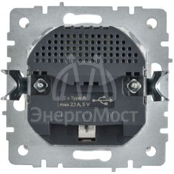 Розетка BRITE РЮш10-1-БрАБ 16А с USB A+A 2.1А с заземл. защ. шторки механизм арктич. бел. IEK BR-R14-16-U21-D21-K91