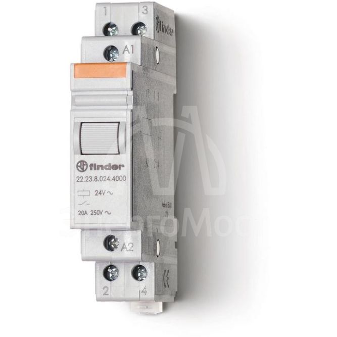 Контактор модульный 1NO + 1NC 20А AgSnO2 24В DC 17.5мм IP20 FINDER 222390244000
