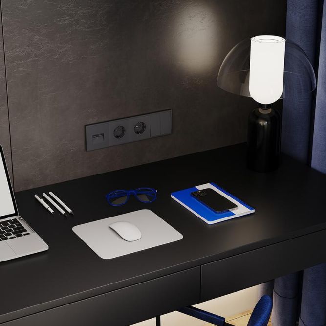 Выключатель 2-кл. СП S70 10А механизм графит Voltum VLS020107