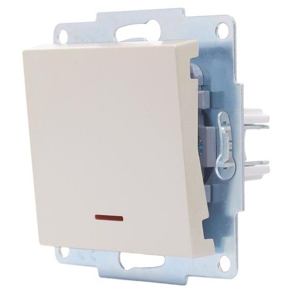 Выключатель 1-кл. СП Vesna с индикацией механизм жемчуж./бел. перламутр. LEZARD 742-3088-111