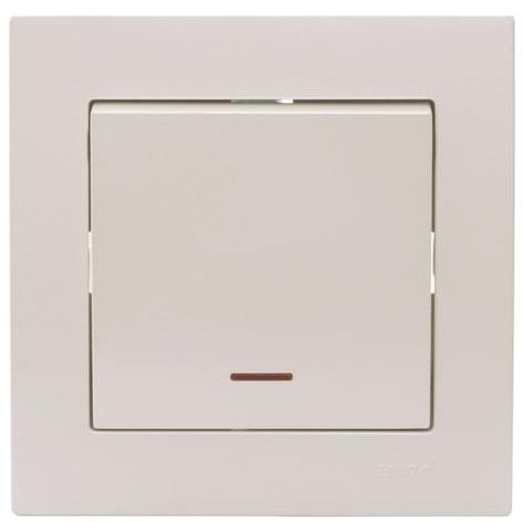 Выключатель 1-кл. СП Vesna с индикацией механизм жемчуж./бел. перламутр. LEZARD 742-3088-111