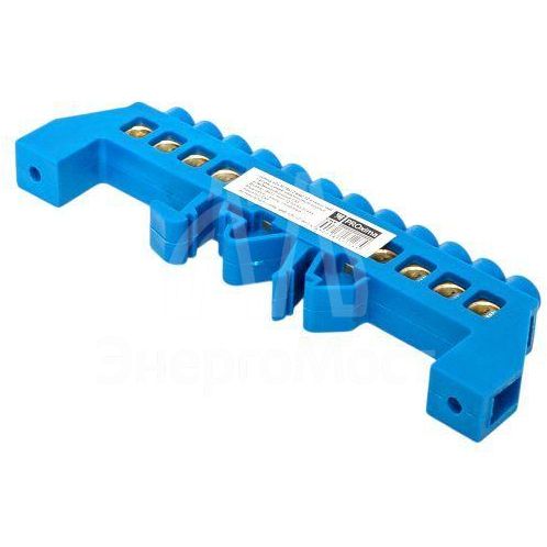 Шина нулевая N 8х12 12 отверстий синий нейлоновый корпус комбинированный латунь розн. стикер PROxima EKF sn0-125-12-dn-r