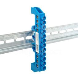 Шина нулевая N 8х12 12 отверстий синий нейлоновый корпус комбинированный латунь розн. стикер PROxima EKF sn0-125-12-dn-r