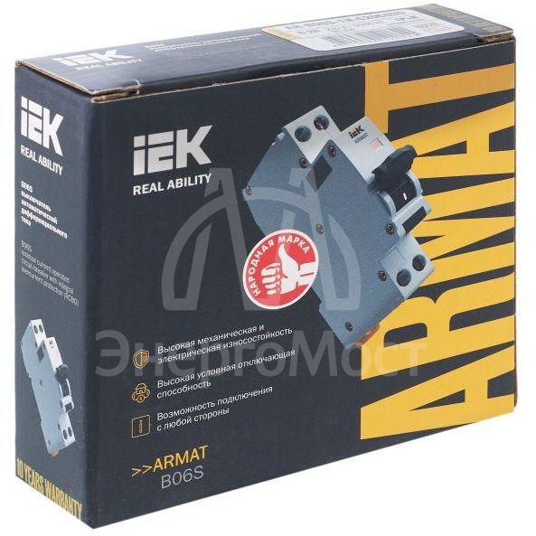 Выключатель автоматический дифференциального тока 1P+NP C20 30мА тип AC (18мм) АВДТ B06S ARMAT IEK AR-B06S-1N-C20C030