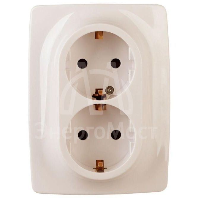 Розетка 2-м СП Эра12 12-2106-02 16А IP20 16AX 250В 2х2P+E Schuko сл. кость Эра Б0031229