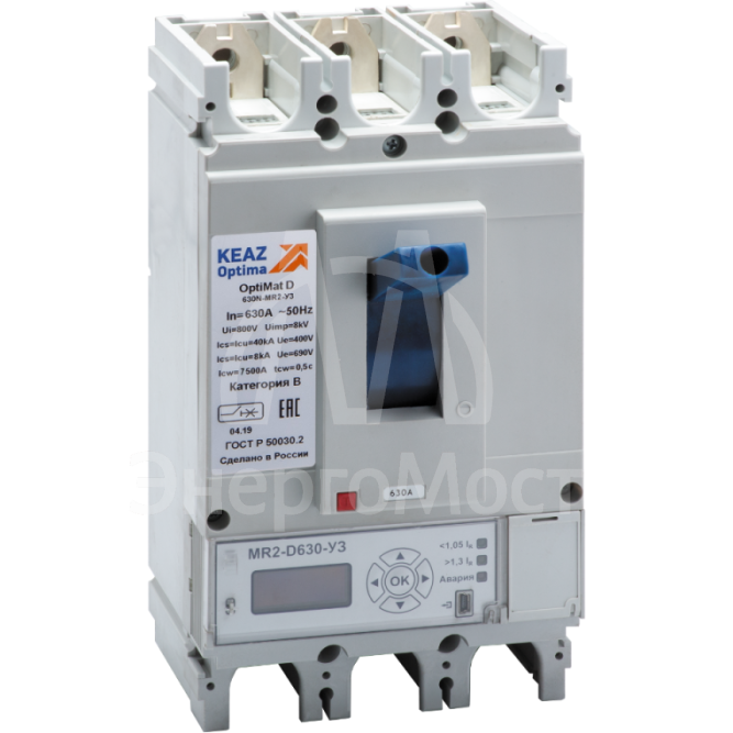Выключатель автоматический 400А 40кА OptiMat D400N MR2 У3 КЭАЗ 249225