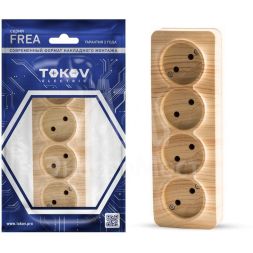 Розетка 4-м ОП Frea 16А IP20 250В без заземл. АБС-пластик сосна TOKOV ELECTRIC TKE-FR-R4-C25