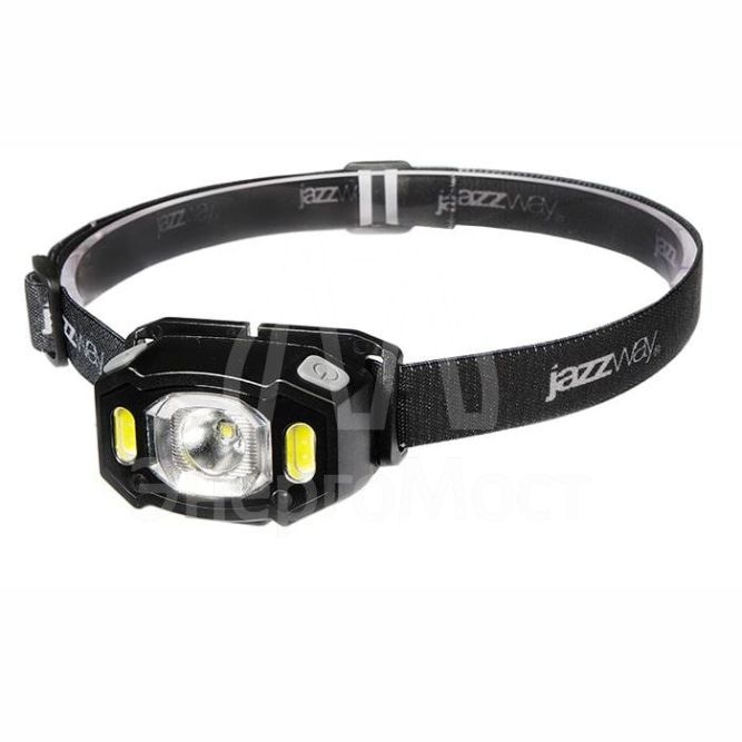 Фонарь налобный AccuH3-L5W-bk 5Вт LED + 2хRED SMD IP54 аккумулятор 1200мА.ч 5 режимов: 100проц. 180лм 3.5ч/50проц. 110лм 5.5ч/30проц. 65лм 15ч/красн. 28ч/мигающ. красн. 12ч управл. жестами черн. JazzWay 5036703