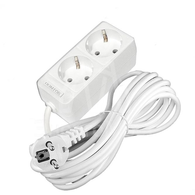 Удлинитель 2х7м с заземл. 16А IP20 3.5кВт ПВС 3х1 бел. DOMTOK 2388
