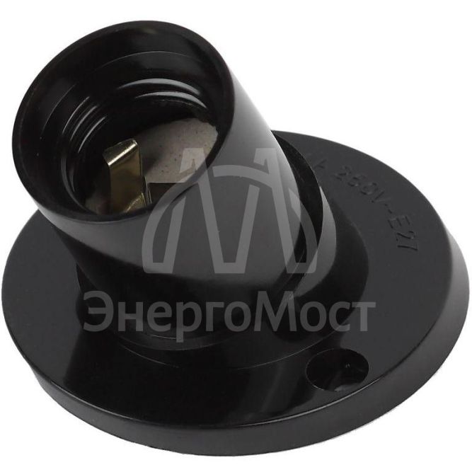 Патрон E27 настенный бакелит черн. (х50) (50/200/3600) Эра Б0044082