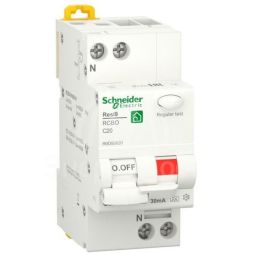 Выключатель автоматический дифференциального тока (ДИФ) RESI9 1P+N С 20А 6000А 30мА тип A SchE R9D55620