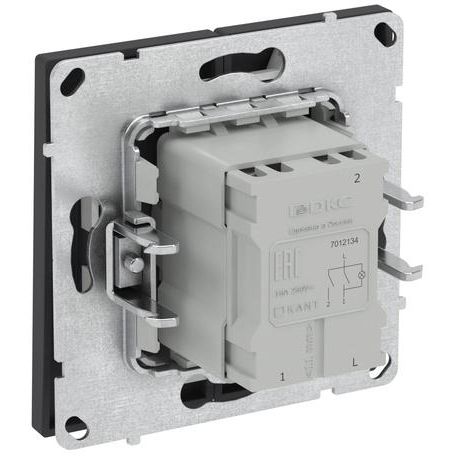 Выключатель 2-кл. KANT с подсветкой черн. уголь DKC 7012134