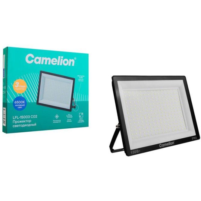 Прожектор LFL-15003 C02 (LED SMD 150Вт 15000лм 230В 6500К 300х252х34) черн. Camelion 16329
