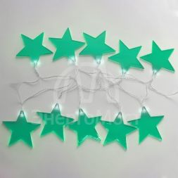 Гирлянда светодиодная &amp;quot;Звездопад&amp;quot; бирюз. 2.25м 10LED бел. провод черн. 2хAA (батарейки не в комплекте) Neon-Night 304-004