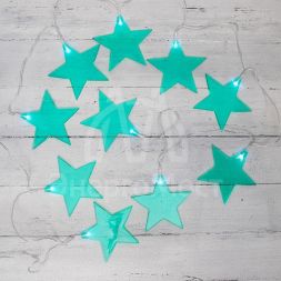 Гирлянда светодиодная &amp;quot;Звездопад&amp;quot; бирюз. 2.25м 10LED бел. провод черн. 2хAA (батарейки не в комплекте) Neon-Night 304-004