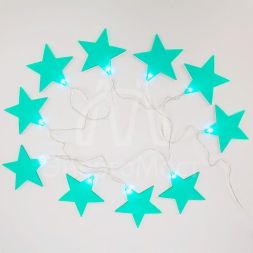 Гирлянда светодиодная &amp;quot;Звездопад&amp;quot; бирюз. 2.25м 10LED бел. провод черн. 2хAA (батарейки не в комплекте) Neon-Night 304-004