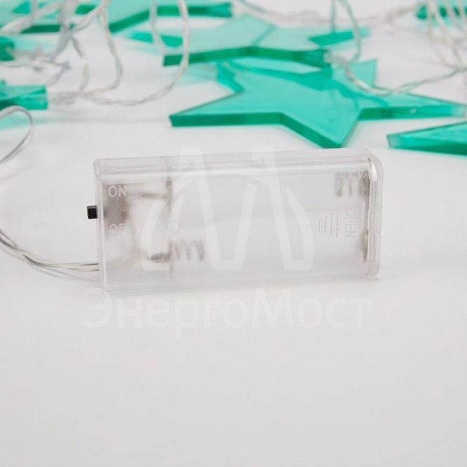 Гирлянда светодиодная &amp;quot;Звездопад&amp;quot; бирюз. 2.25м 10LED бел. провод черн. 2хAA (батарейки не в комплекте) Neon-Night 304-004