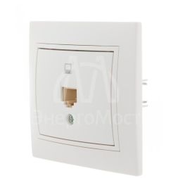 Розетка компьютерная 1-м СП Мира RJ45 бел./бел. LEZARD 701-0202-139