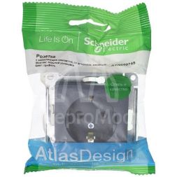 Механизм розетки 1-м СП AtlasDesign 16А с заземл. защ. шторки грифель SchE ATN000745