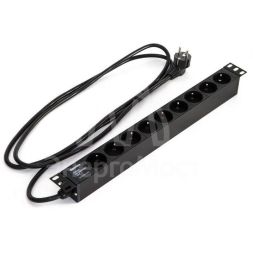 Блок розеток 9-м 16А SHE19-9SH-2.5EU 250В 3х1.5кв.мм 482.6х44.4х44.4мм для 19дюйм горизонт. Schuko с вилкой Schuko шнур 2.5м Hyperline 397067