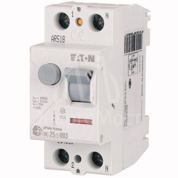 Выключатель дифференциального тока (УЗО) 2п 25А 30мА тип AC 6кА HNC-25/2/003 2мод. EATON 194690