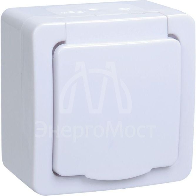 Розетка 1-м ОП Гермес Plus РСб20-3-ГПБб с защ. крышкой с заземл. IP54 бел. IEK ERMP12-K01-16-54-EC