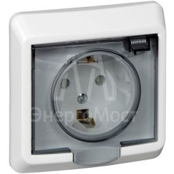 Розетка 1-м СП Этюд 16А IP44 250В защ. шторки с заземл. бел. SchE PC16-044B