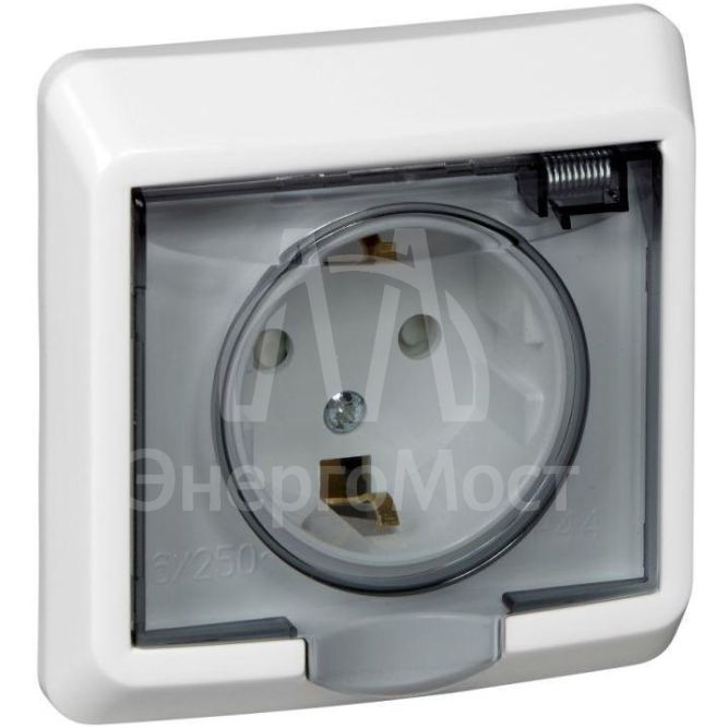 Розетка 1-м СП Этюд 16А IP44 250В защ. шторки с заземл. бел. SchE PC16-044B