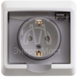 Розетка 1-м СП Этюд 16А IP44 250В защ. шторки с заземл. бел. SchE PC16-044B