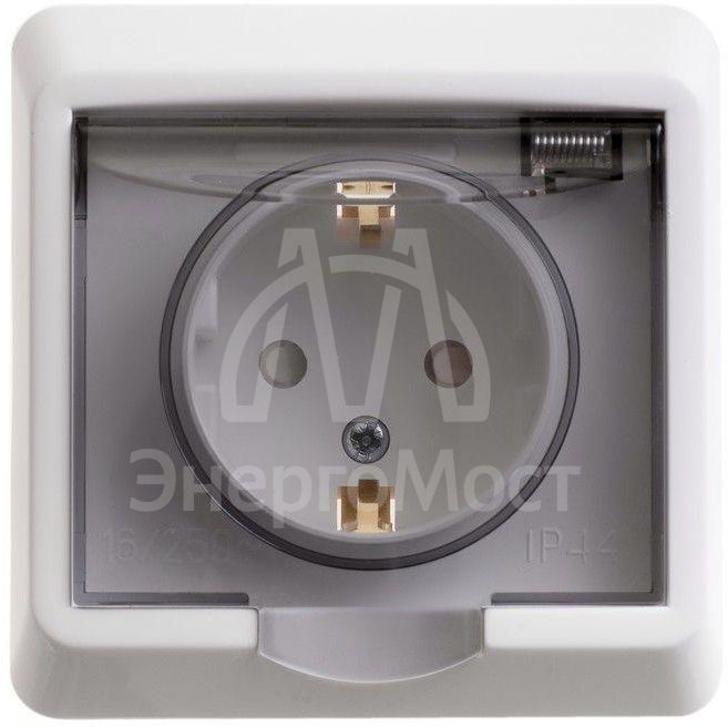 Розетка 1-м СП Этюд 16А IP44 250В защ. шторки с заземл. бел. SchE PC16-044B