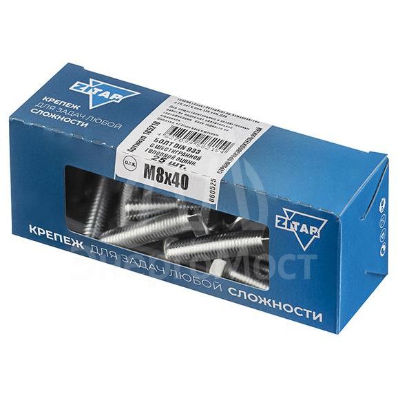 Болт DIN933 с шестигранной головкой М8х40 оцинк. (уп.25шт) Tech-KREP 105210