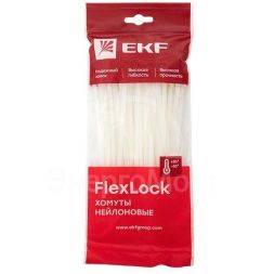 Хомут P6.6 4.6х160 FlexLock стандартный бел. (уп.100шт) PROxima EKF plc-fl-ctsw-4.6x160