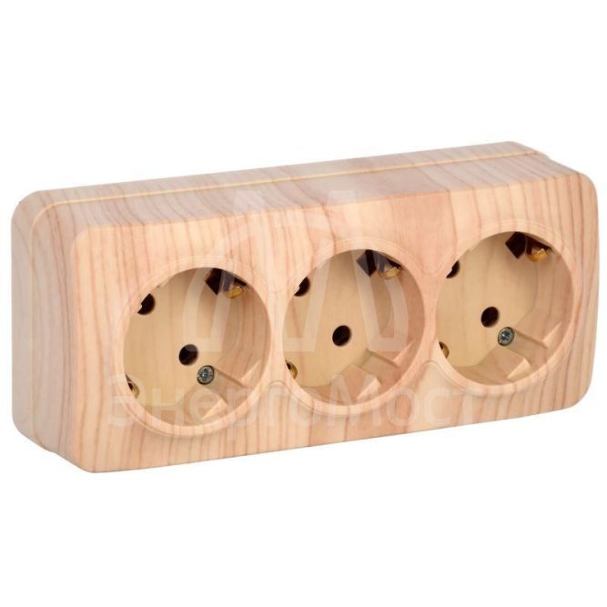 Розетка 3-м ОП GLORY РС23-3-ХС 16А с заземл. сосна IEK ERH31-K34-16