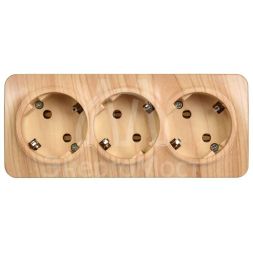 Розетка 3-м ОП GLORY РС23-3-ХС 16А с заземл. сосна IEK ERH31-K34-16