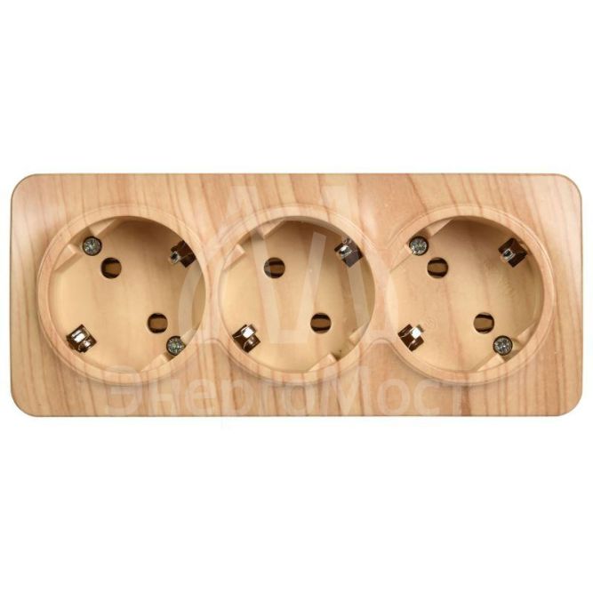 Розетка 3-м ОП GLORY РС23-3-ХС 16А с заземл. сосна IEK ERH31-K34-16