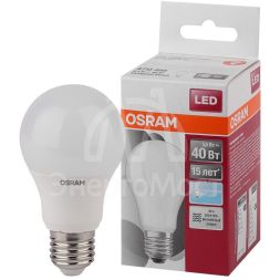 Лампа светодиодная LED STAR CLASSIC A 40 5.5W/865 5.5Вт грушевидная 6500К холод. бел. E27 470лм 220-240В матов. пласт. OSRAM 4052899971523