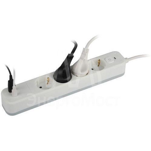 Удлинитель с сетевым фильтром 4х1.5м с заземл. 10А USF-4es-1.5m-2xUSBAC-W +2xUSBA+C3.1A с выкл. с базов. защитой Эра Б0059571