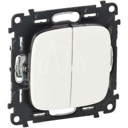Механизм переключателя 2-кл. СП Valena Allure 10А IP20 250В с лиц. панелью безвинт. зажимы бел. Leg 752708