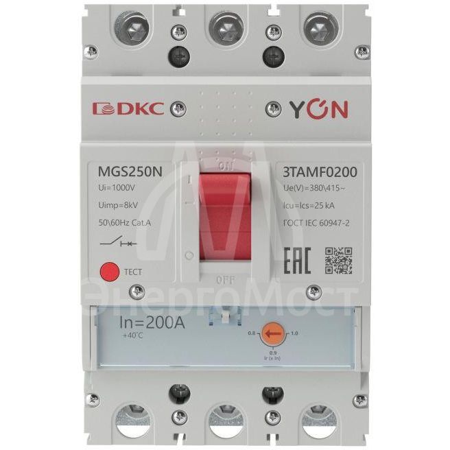 Выключатель автоматический MGS250 3P 160-200A 36kA YON MGS250N-3TAMF0200