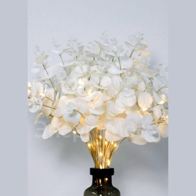 Ветвь эвкалипта иммитация бел. 16LED тепл. бел. 3АА (не в компл.) КОСМОС KOC_INT-B125